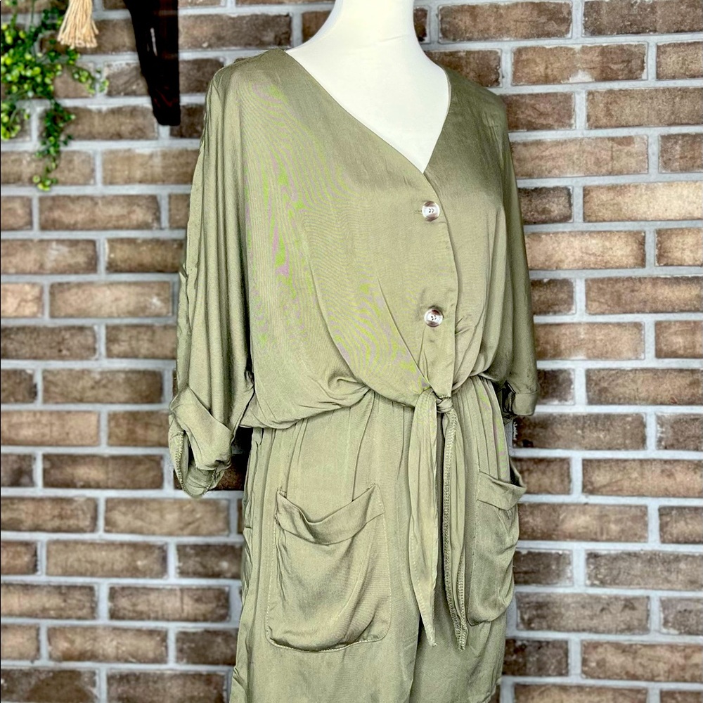 SHEIN size XL Army Green Romper with tie detail at bust